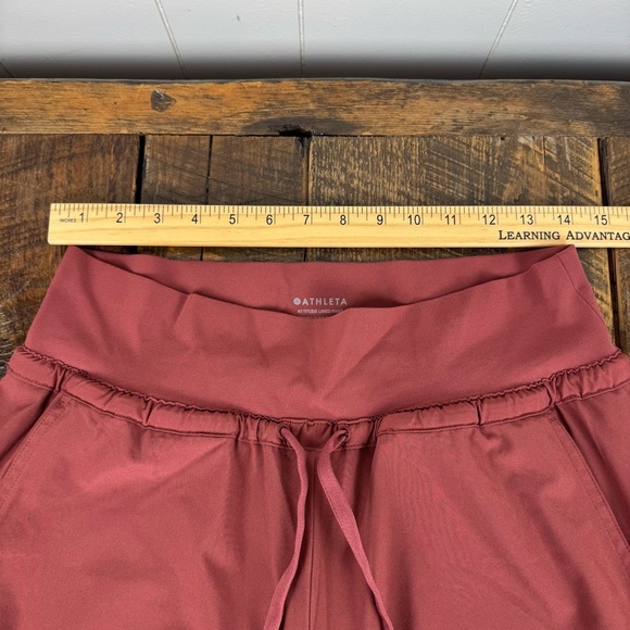 Athleta Attitude Lined Pants Size 6 Rose Mauve Ruched Joggers Cozy - Picture 7 of 9